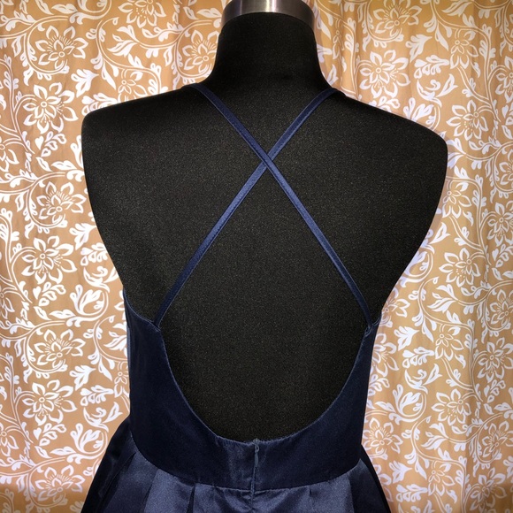 BLUE satin semi formal short dress. - Picture 3 of 7